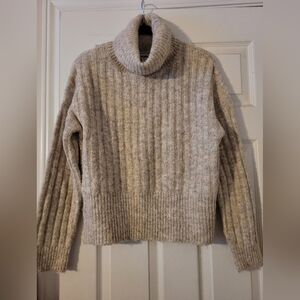 William Rast Heathered Beige Turtleneck Sweater
